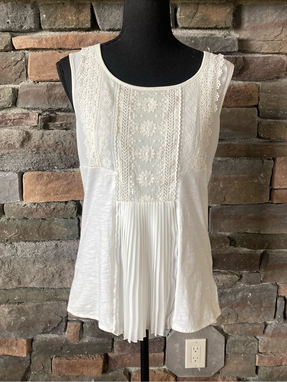 Coldwater Creek Cotton Tank Lace Trim Coquette Girl Cottagecore